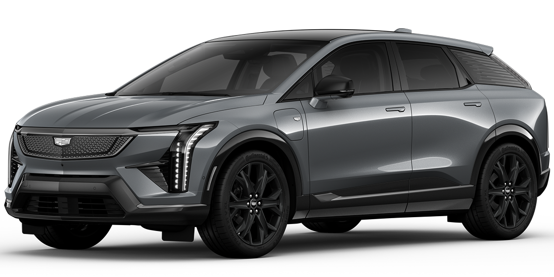 Dreiviertelansicht des OPTIQ, Cadillacs kompakter Elektro-SUV.